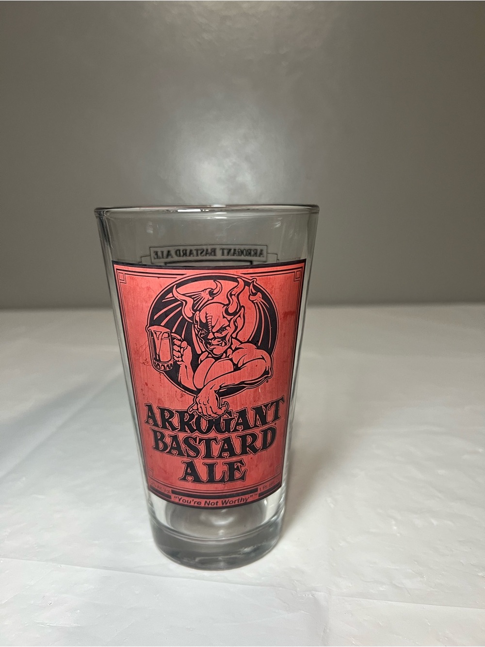Arrogant Bastard Ale, Stone Brewing Beer Pint Glass - "You're Not Worthy" 6FL OZ